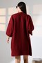 V-Neck Corded Fabric Brioche Knit Double Pocket Half 3/4 Sleeve Midi Length Winter Knit Cardigan - 3