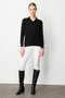 Women's Polo Neck Embroidery Embroidered Ligral Blouse Black - 4
