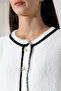 Round Neck Long Sleeve Bow Tie Button Striped Stripe Pile Soft Textured Knitwear Cardigan - 3
