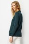 Women's Polo Neck Embroidery Embroidered Ligral Blouse Green - 2