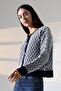 Round Neck Long Sleeve Buttoned Diamond Jacquard Patterned Furry Soft Textured Knitwear Cardigan - 6