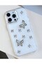 iPhone 14 Promax Compatible 3D Metal Butterfly Design Epoxy Toy Case - 3