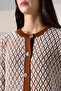 Round Neck Long Sleeve Buttoned Diamond Jacquard Patterned Furry Soft Textured Knitwear Cardigan - 4