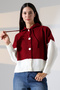 V-Neck Hooded Lace-Up Long Sleeve Two-Color Panel Button Soft Texture Design Stylish Knitwear Cardigan - 4