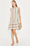Women's Cream Patterned Sleeveless Skirt Ruffle Dress Arm-22K001142 - 3
