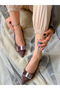 Pari̇ Brown Cow Suede Bow 5 cm Heel Sandals Shoes - 6