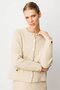 Women's Crew Neck Metal Button Aphrodite Short Knitwear Jacket Beige - 2
