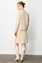 Women's Crew Neck Metal Button Aphrodite Short Knitwear Jacket Beige - 6