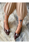 Pari̇ Brown Cow Suede Bow 5 cm Heel Sandals Shoes - 2