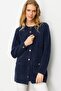 Women's Crew Neck Metal Button Araboy Aphrodite Knitwear Jacket Navy Blue - 5