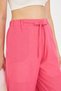 Women's Fuchsia Linen Look Elastic Waist Pocket Lacing Detailed Lined Loose Trousers Arm-25Y001078 - 4