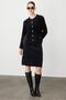 Women's O-Neck Metal Button Aphrodite Short Knitwear Jacket Black - 6