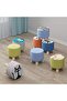 FFD Round Footrest Ottoman Chair - Fabric Padded Seat Pouf (Blue) - 6
