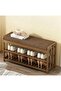 FFD Elegant Bamboo Shoe Rack Bench – 2-Tier Storage Seat with Cushion – Modern Entryway Cabinet - 6
