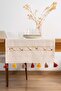 Ruffle Beaded & Tasseled 100% Cotton Raw Linen Runner 50X130 cm