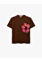 Short Sleeve Crew Neck Comfortable Fit Cotton Hibiscus Printed T-Shirt - 3
