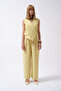 Side Button Asymmetrical Linen Yellow Vest - 2