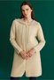 Women's Hooded Pocket Metal Button Aphrodite Knitwear Coat Beige - 4