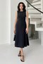 Black Crew Neck Midi Sleeveless Midi Dress