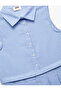 Cotton Sleeveless Button Detail Shirt Collar Striped Dress - 3