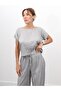Women's Crush Fabric Blouse Trousers Gray Set - 5