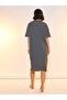 Striped Sleep T-Shirt Dress with Patch Detail - 4