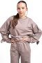 Brown Slit Leg Bow Detailed Girl's 2-Piece Tracksuit Set 21211 - 6