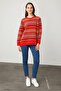 Women's Crew Neck Complete Jacquard Wool Sweater Coral - 5