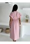 Woven Modal, Buttoned, Slit, Belt Detailed Long Dress - 4