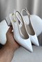Women's Mely Buckle Short Heeled Shoes - White-Patentate