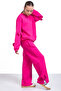 Fuchsia Slit Leg Bow Detailed Girl's 2-Piece Tracksuit Set 21212 - 5