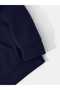 Guitar Instrument Printed Hooded Navy Blue Sweatshirt with Pocket and Wool Inside - 3