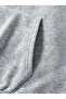 Seven Ribbon Printed Hooded Pocket Cotton Gray Sweatshirt - 4
