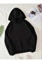 I May Look Calm Back Printed Hooded Pocket Cotton Black Sweatshirt - 2