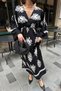 Slit Detailed Bat Sleeve Double Breasted Collar Long Summer Dress - 3
