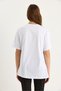 Women's White Crew Neck Short Sleeve Floral Printed Sequin Detailed T-Shirt 60602021 - 6