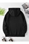 Leopard Printed Hooded Pocket Cotton Black Sweatshirt - 2