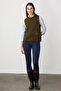 Women's Crew Neck Pocket Top Floral Embroidered Wool Sweater A.Green - 6
