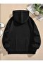 Nasa Printed Hooded Pocket Cotton Black Sweatshirt - 2