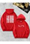 I Am Music Back Printed Hooded Pocket Cotton Red Sweatshirt