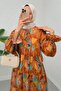 Long Dress with Side Lace Detail and Elastic Sleeves - 2