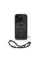 iPhone 16 Pro Max Compatible Case Licensed M-Safe Compatible Wrist Strap Drawstring Lettering Logo Cover Black