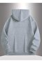 Los Angeles Oblique Printed Hooded Pocket Wool Inside Gray Sweatshirt - 2