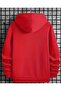 Star Denim Hoodie Printed Hooded Pocket Red Sweatshirt with Wool Inside - 2