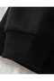 Blue and White Ribbons Printed Hooded Pocket Cotton Black Sweatshirt - 4