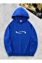 I Am Music Back Printed Hooded Pocket Cotton Cobalt Blue Sweatshirt - 2