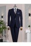Italian Style Slim Fit Jacket Vest Pantalon Suit Navy Blue T13961 - 4
