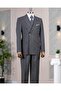 Italian Style Wool Blended K Double-Breasted Jacket Pants Suit Grey T14324