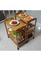 FFD Bamboo Food Serving Trolley with Movable Wheels - Kitchen Island Cart with Handle - 5