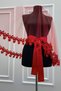 Red Bridal Veil Set, 3D Flower and Shiny Stone, Henna Night Veil Face Cover Set 6 Pieces - 5